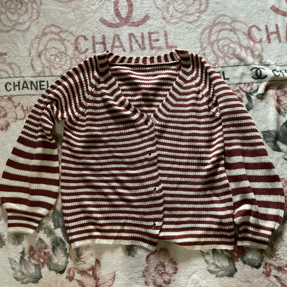Cupshe brown and White Striped Cardigan